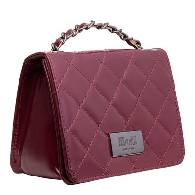 Bolsa Matelassê Envernizada Vinho