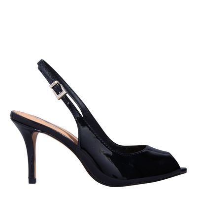 Peep Toe Verniz Anzeli Salto Fino Preto