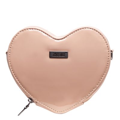 Bolsa Envernizada Coração Bege