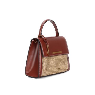 Bolsa Tramado Marrom Alça Transversal