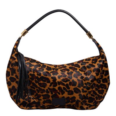 Bolsa M Couro Pelo Estampa Onca Natural