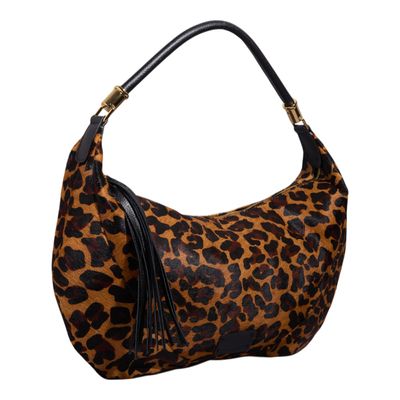 Bolsa M Couro Pelo Estampa Onca Natural