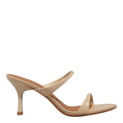 Mule Couro Pelica Soft Salto Fino Off White