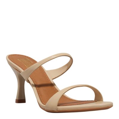Mule Couro Pelica Soft Salto Fino Off White
