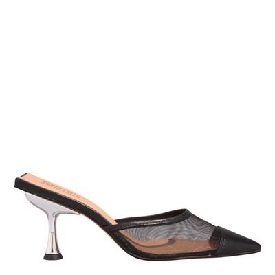 Mule Couro Pelica Soft Salto Taça Preto