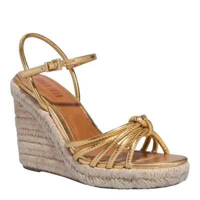 Sandália Espadrille Dourada Metalizada