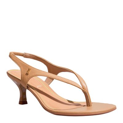 Sandália Thong Napa Soft Bege Salto Baixo Fino