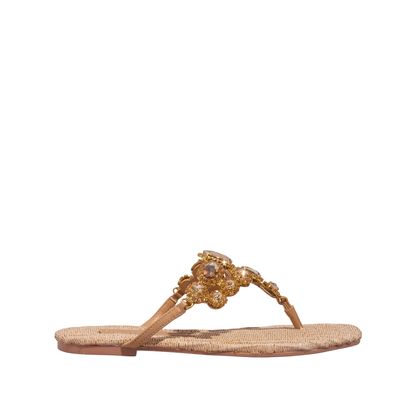 Rasteira Pedraria Napa Santorine Bege