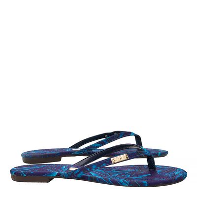 Rasteira Tricot Folhas Marinho