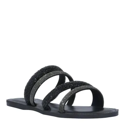 Rasteira Brilho Strass Cristal Preta