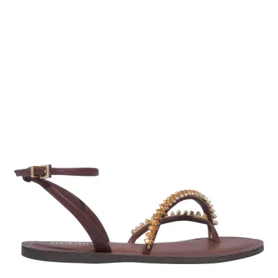 Rasteira Napa Soft Pedraria Marrom