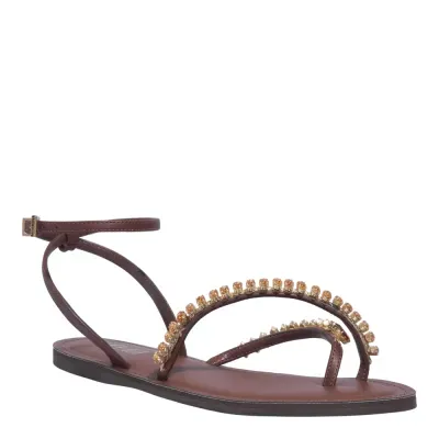 Rasteira Napa Soft Pedraria Marrom