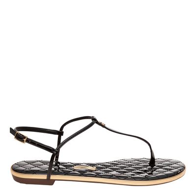 Rasteira Matelassê Envernizada Preta