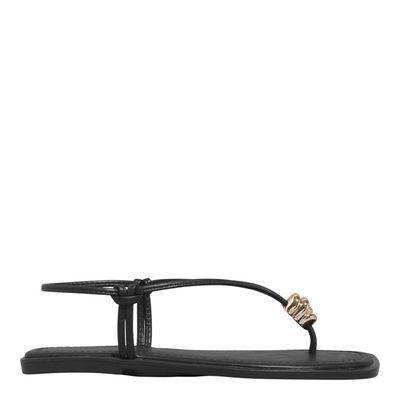 Rasteira Napa Soft Bico Quadrado Preta