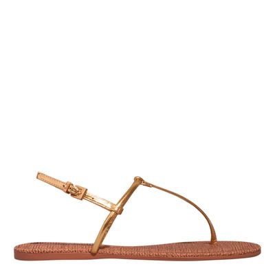 Rasteira Metalizada Reflexo Dourada