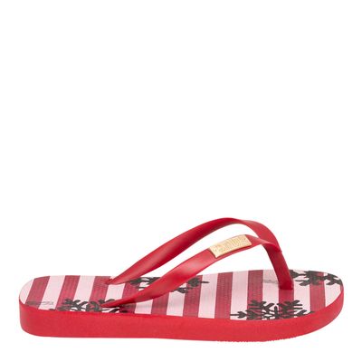 Flip Flop Infantil Vermelho Listrado Borracha