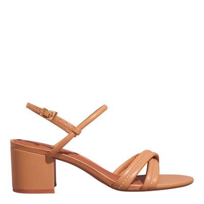 Sandália Napa Soft Salto Bloco Bege