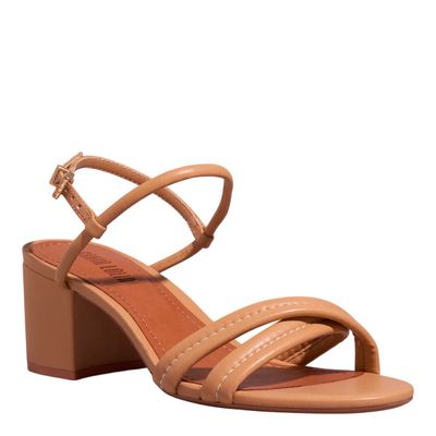 Sandália Napa Soft Salto Bloco Bege