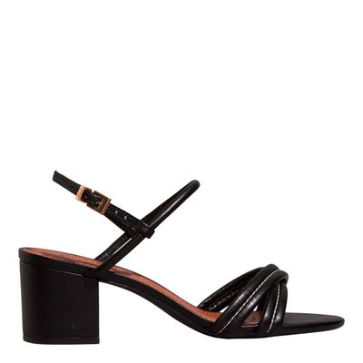 Sandália Napa Soft Salto Bloco Preta