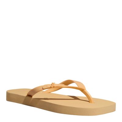 Chinelo Borracha Bico Quadrado Bege Claro