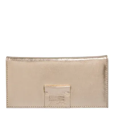 Carteira Couro Metalizado Dourado