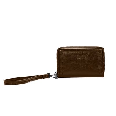 Carteira Material Rustico Marrom Dark Alça De Mão