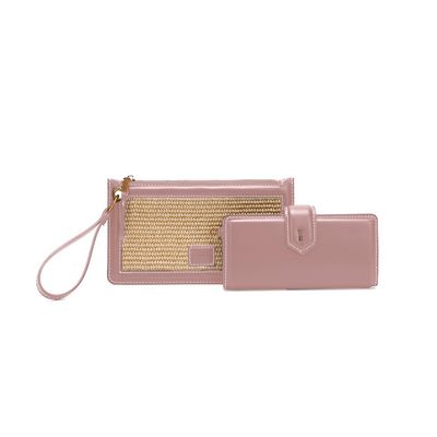 Kit Carteira Soft E Clutch Tramado Rosa