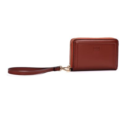 Carteira Soft Lisa Alça de Mão Marrom