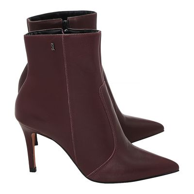 Bota Vinho Couro Bico Fino