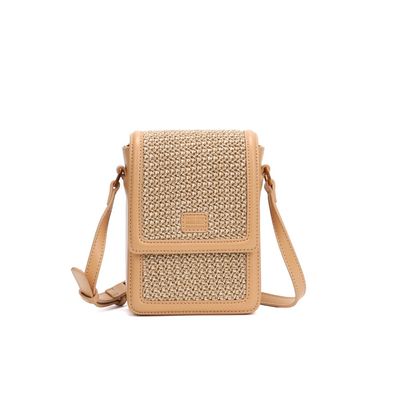 Bolsa Porta Celular Tramado Bege Alça Transversal
