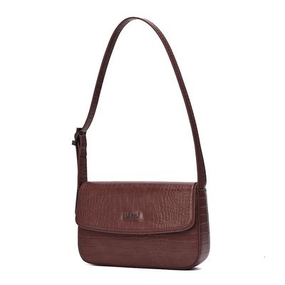 Bolsa Croco Marrom Alça Ombro