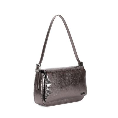 Bolsa Baguete Média Grafite Metalizada