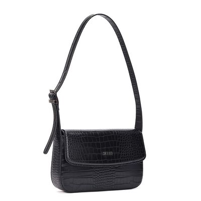 Bolsa Croco Preta Alça Ombro