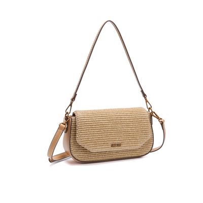 Bolsa Baguete Alça Dupla Bege Tramado