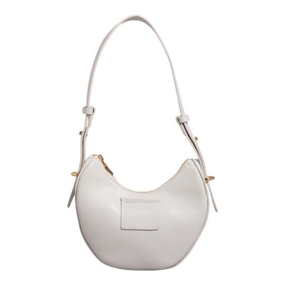 Bolsa Meia Lua Couro Floater New Marfim Alça de Ombro