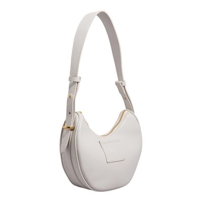 Bolsa Meia Lua Couro Floater New Marfim Alça de Ombro