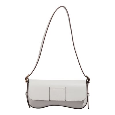 Bolsa Baguete Couro Soft New Marfim Alça de Ombro