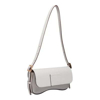 Bolsa Baguete Couro Soft New Marfim Alça de Ombro