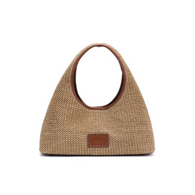 Bolsa Hobo Média Tramado Bege