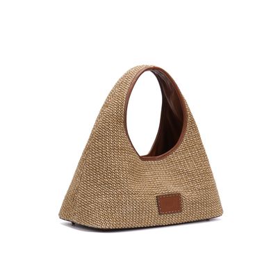 Bolsa Hobo Média Tramado Bege