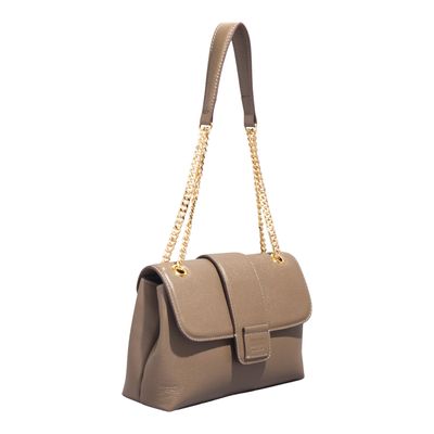 Bolsa Couro Floater Marrom Alça Corrente Ombro