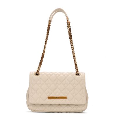 Bolsa Marfim Soft Matelassê Alça De Ombro Corrente