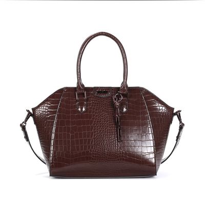 Bolsa Croco Marrom Dark Alça Dupla