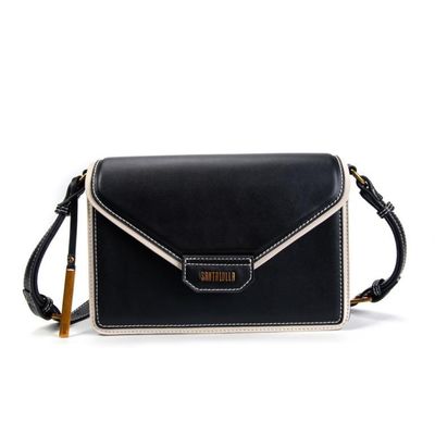 Bolsa Envelope Preta Atanado Alça De Ombro