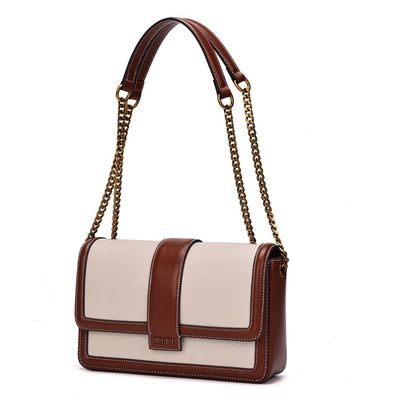 Bolsa Floater Off White E Marrom Alça Ombro Corrente