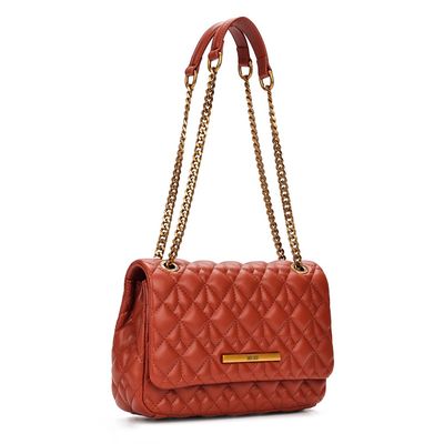 Bolsa Soft Matelassê Marrom Alça De Ombro Corrente