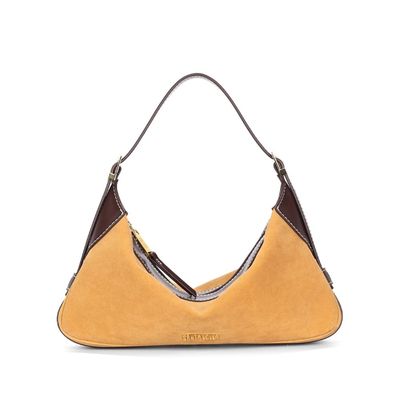 Bolsa Hobo Camurça Amarelo Mostarda Alça Ombro