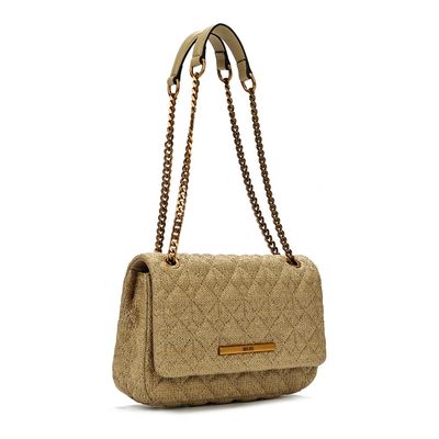 Bolsa Bege Tramado Matelassê Alça De Ombro Corrente