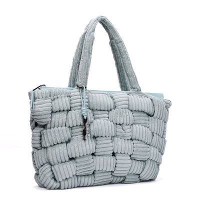 Bolsa Grande Atoalhado Azul Alça Ombro