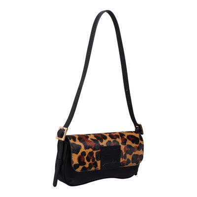 Bolsa P Couro Pelo Estampa Onca Natural